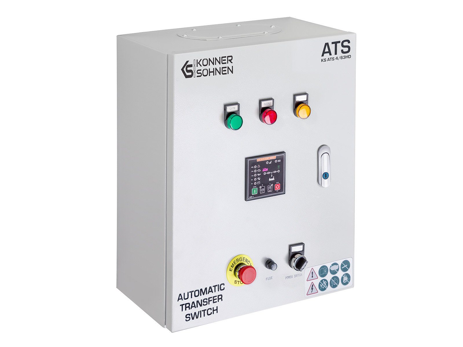 Könner & Söhnen Stromerzeuger KS ATS 4/63HD, (für „Könner & Söhnen“ Diesel-Generatoren, 1-tlg., mit ATS-Anschluss für 1-Phasen 230V- und 3-Phasen), für automatisches Starten und Stoppen des Generators