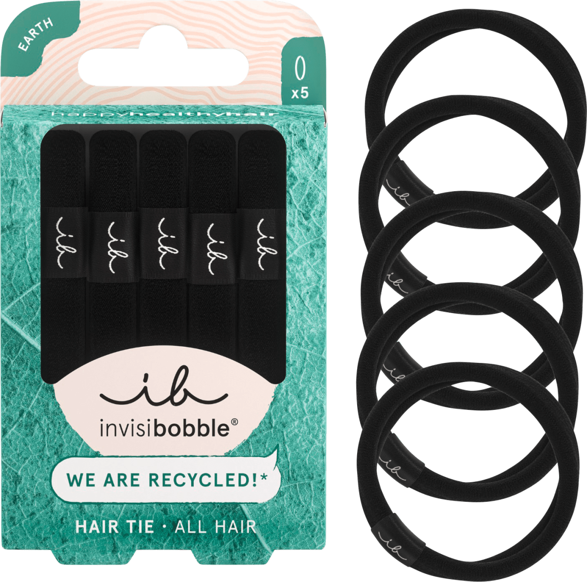 Haargummi Hair Tie Black, 5 St
