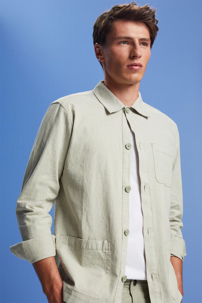 Herringbone-Hemd, Leinenmix