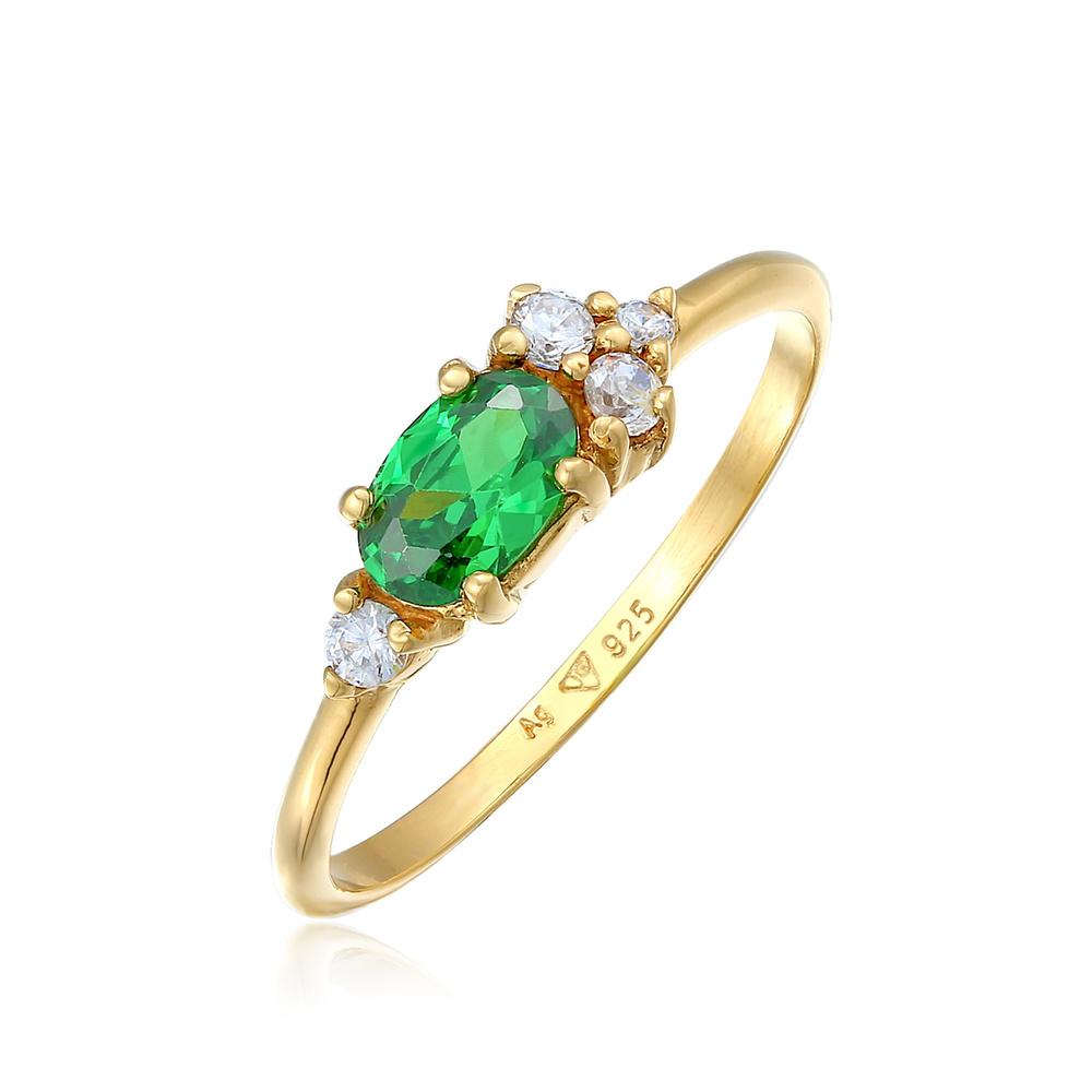 Elli Elli Bague Femmes Bague de fiançailles Extravagant Vert avec Cristal de Zirconium Bague