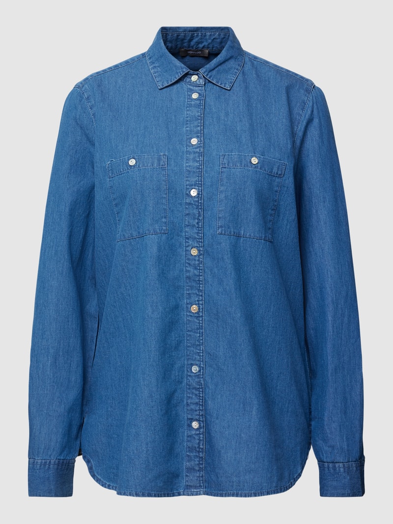 Jeansbluse mit Umlegekragen Modell 'Tencel' in blau