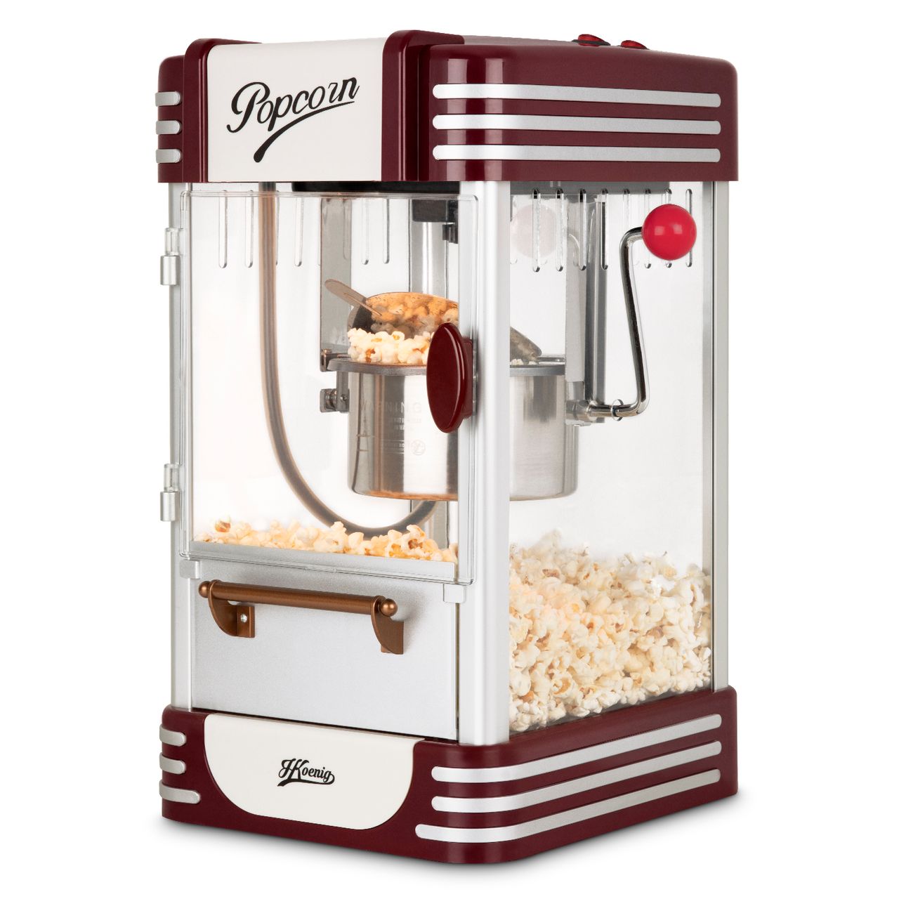 H.Koenig POP330/ Popcorn Maschine /Retro-Design/Topf aus Edelstahl und Aluminium