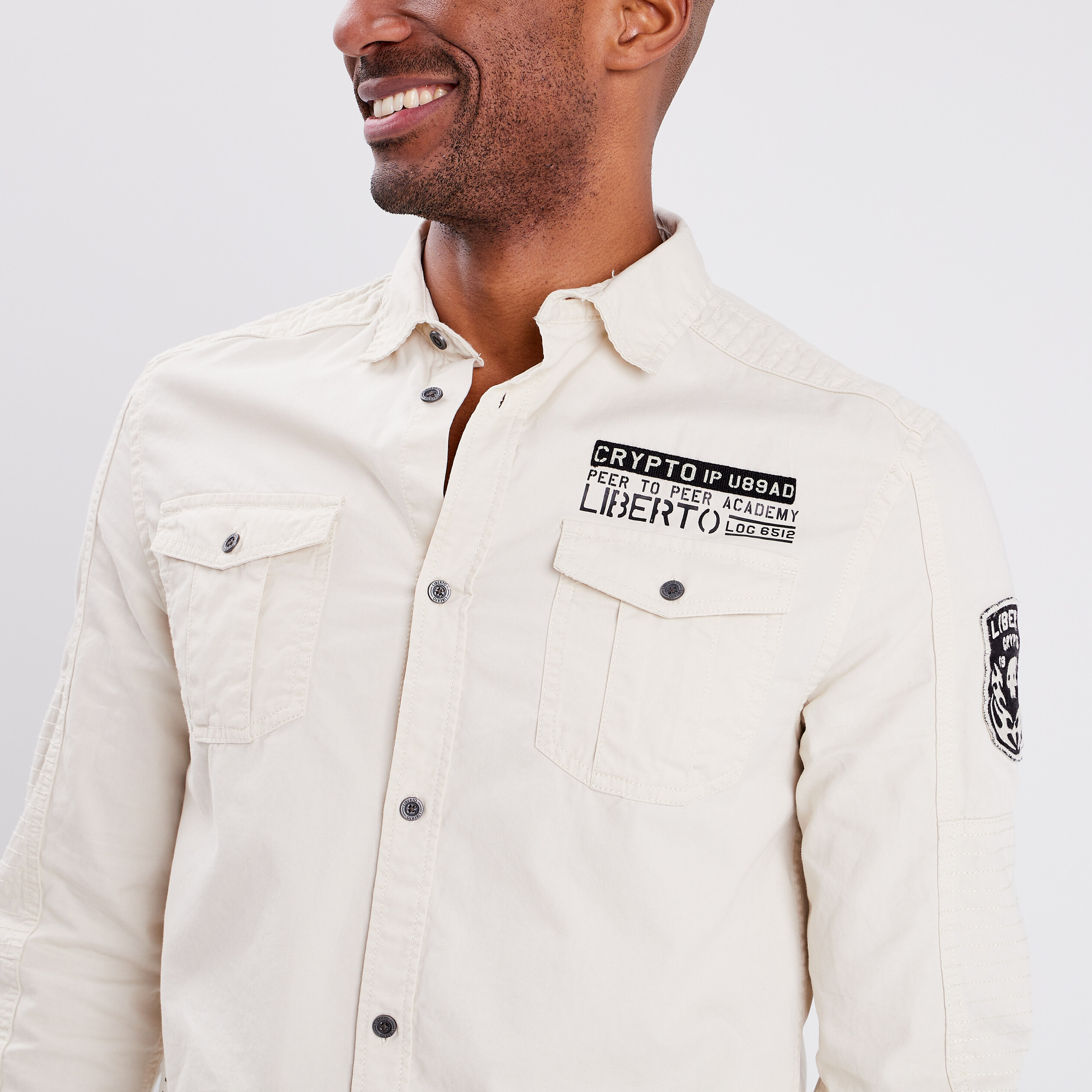 Chemise coton manches longues sable homme | La Halle