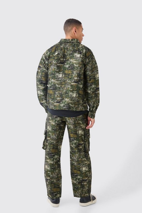 Strukturiertes Camouflage Overshirt mit Tasche