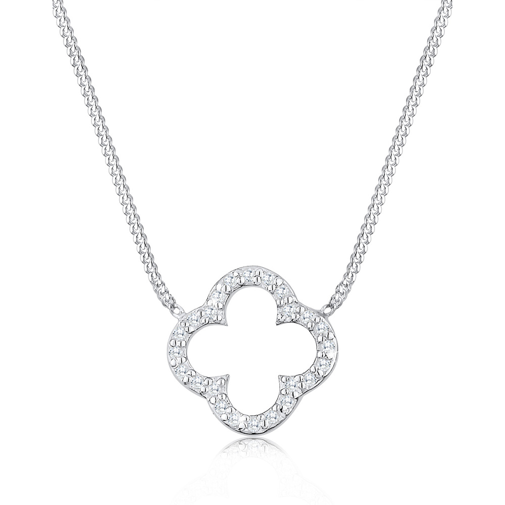 Elli Elli Collier Femmes pendentif trèfle élégant chance avec cristaux de zirconium en collier