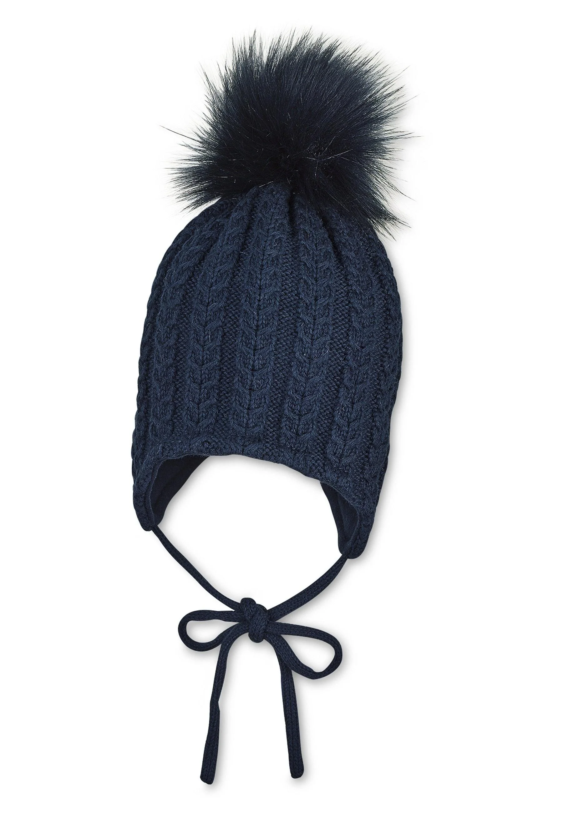 Strickmütze Baby mit Pompon und Zopfmuster