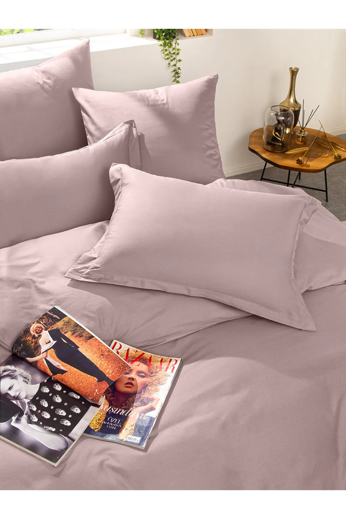 Karna Home  Klassisches Doppel-Bettbezug-Set aus Baumwollsatin