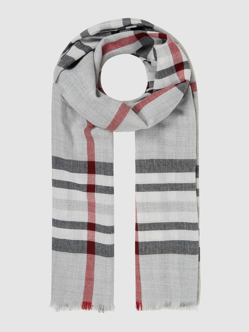 Schal mit Tartan-Karo in mittelgrau