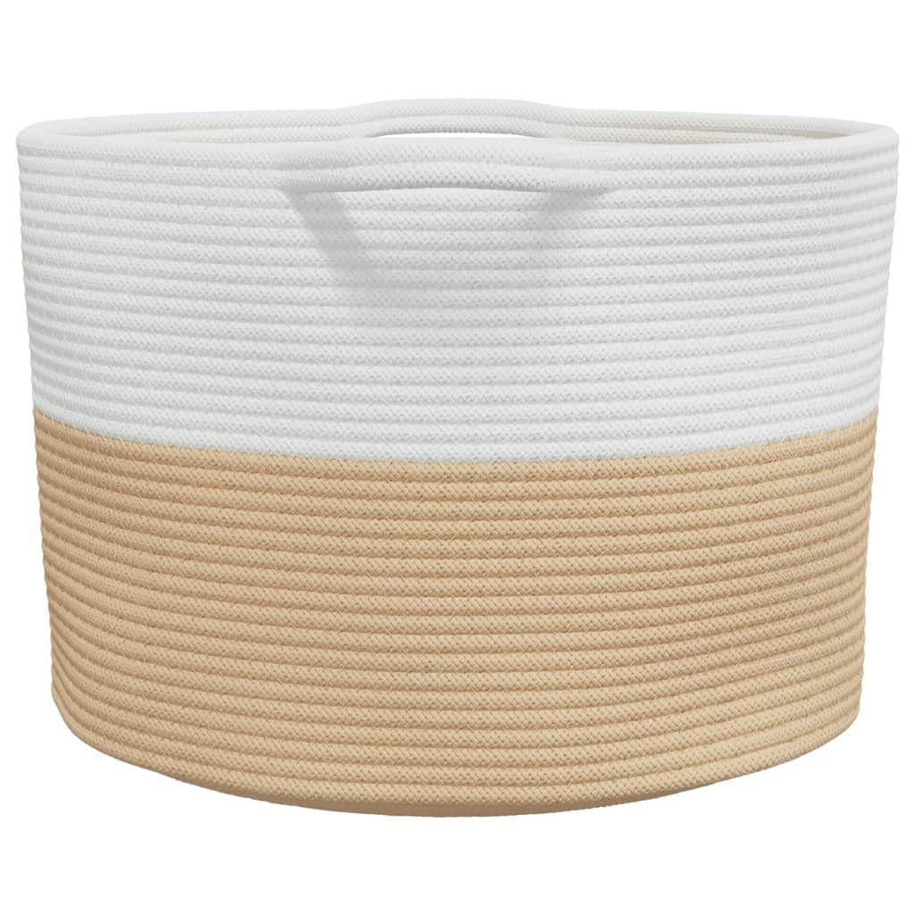 vidaXL Wäschekorb Wäschekorb Beige und Weiß Ø55x36 cm Baumwolle