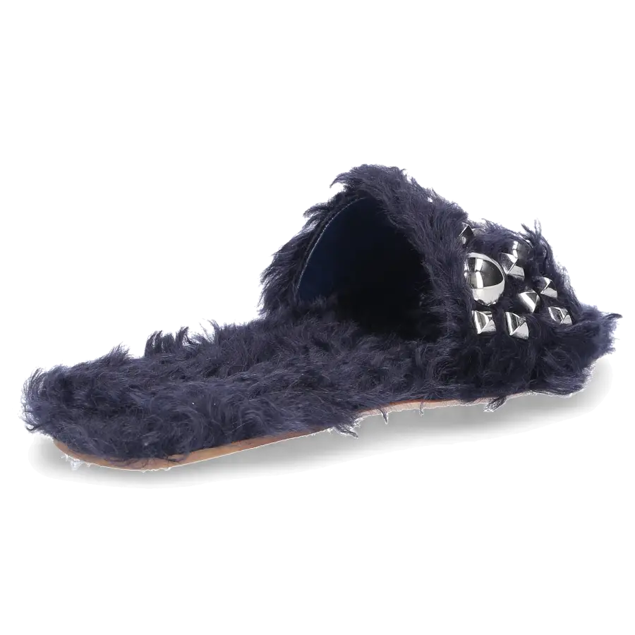 Miu Miu - Sandalen Lammfell Nieten dunkelblau - blau