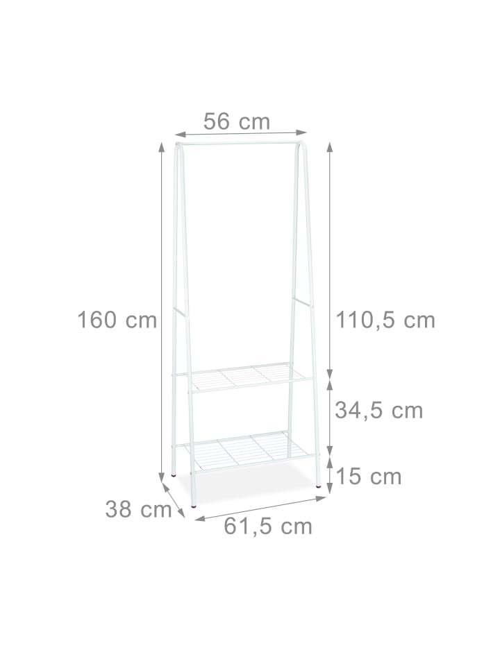 relaxdays Kleiderständer in Weiß - (B)61,5 x (H)160 x (T)38 cm günstig kaufen onesize