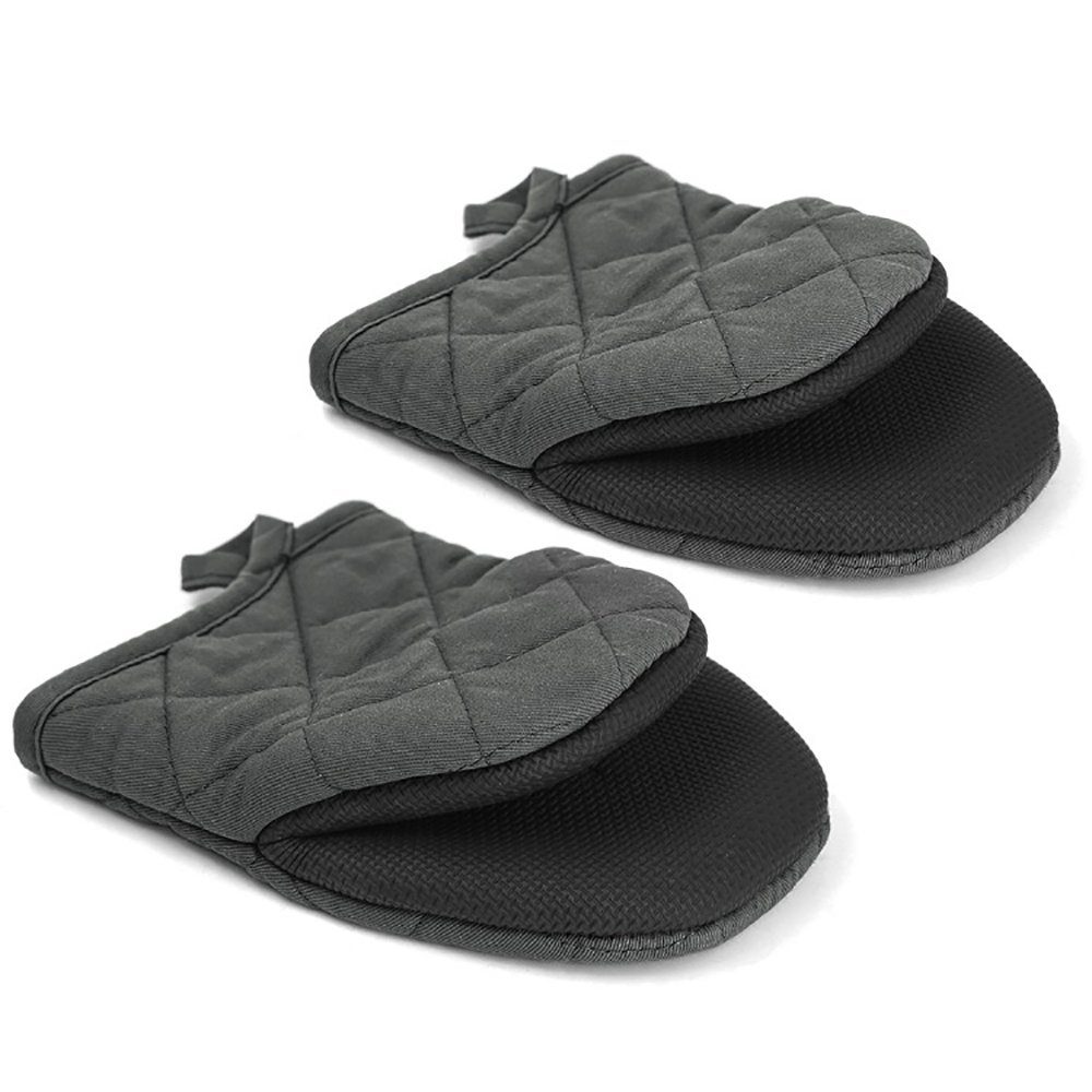 SCOKIT Topfhandschuhe 2 Stück Mini Topfhandschuhe, (mit Aufhängeschlaufe, rutschfest hitzebeständig Baumwoll Ofenhandschuh), für Mikrowelle und Ofen