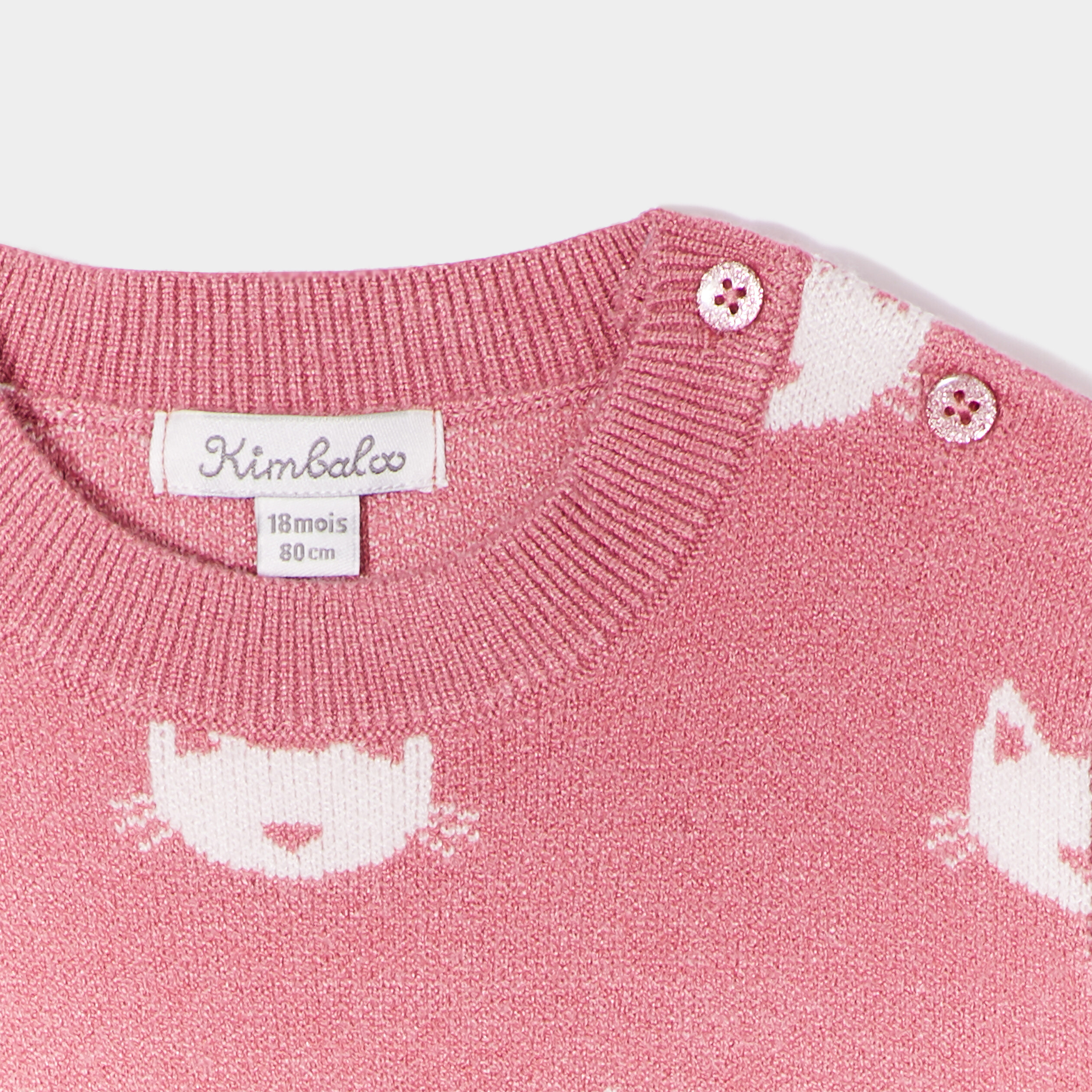Robe pull épaule boutonnée Kimbaloo vieux rose bébé fille | La Halle