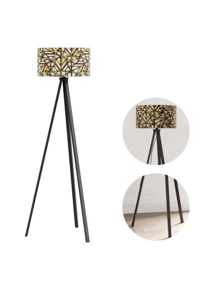lux.pro Stehlampe Royal Tunbridge Wells in Hellbraun Schwarz (H)140cm (B)40cm (T)40cm günstig kaufen onesize