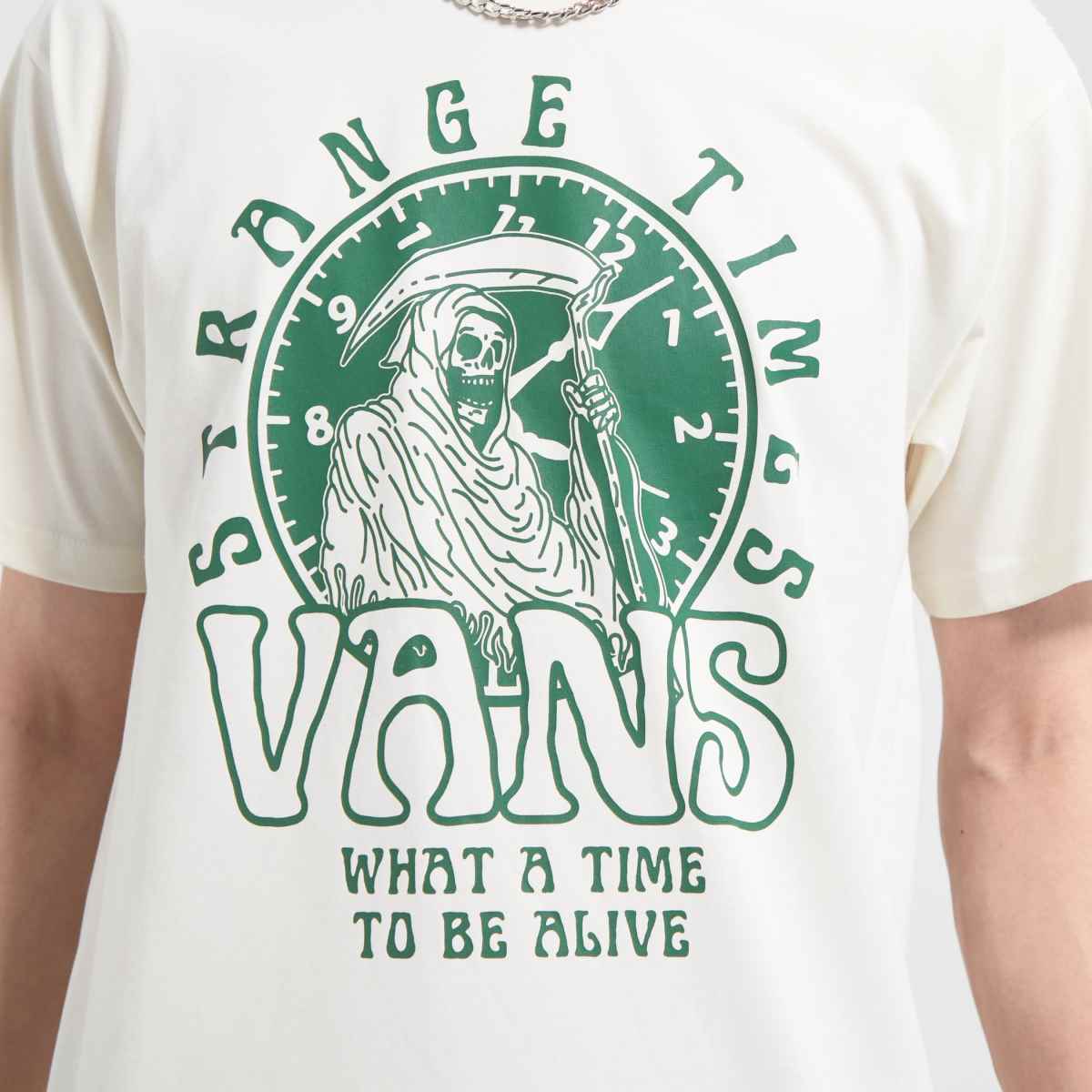 Vans – Stranger Times – Vit och grön t-shirt