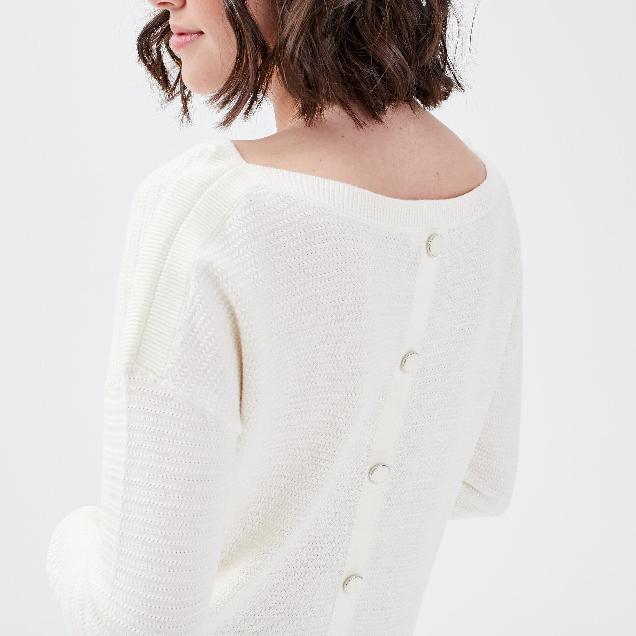 Pull avec col bateau ecru femme | Cache Cache