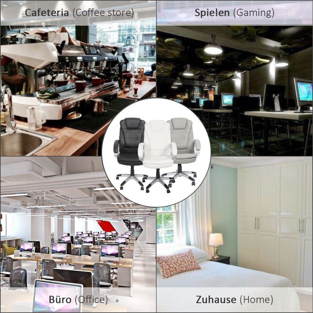 Melko Gaming-Stuhl Schreibtischstuhl Bürostuhl Chefsessel Bürosessel Computerstuhl 120 KG in Schwarz, Grau & Weiß für Office Gaming Arbeit im Racing Design Schalensitz Drehstuhl (Stück)
