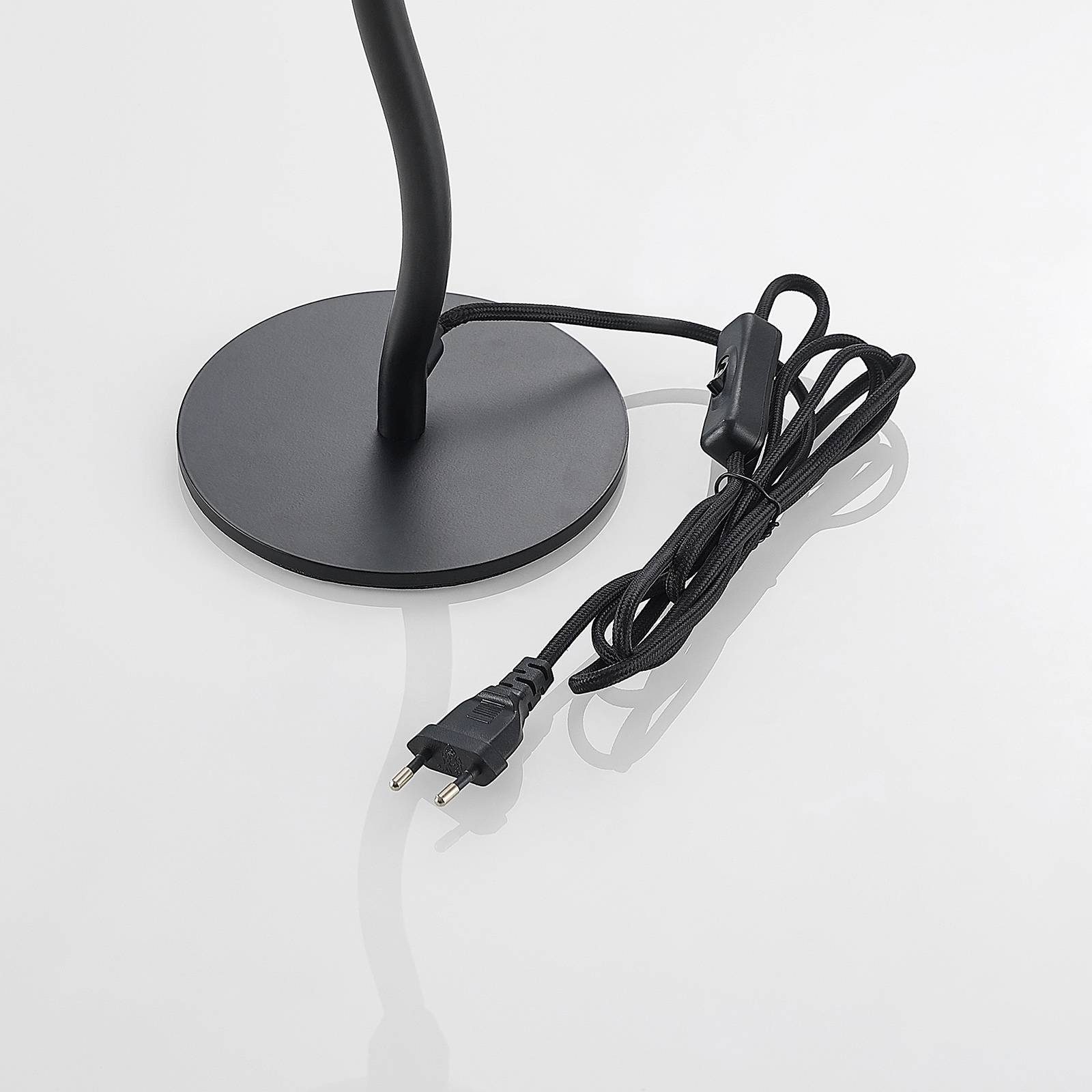 Lucande Tischleuchte Dustian, Leuchtmittel nicht inklusive, Design, Glas, Metall, klar, Schwarz, 1 flammig, E27, Designer