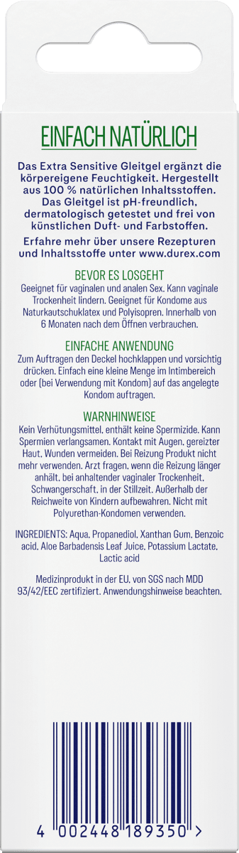Gleitgel Naturals Extra Sensitive, 50 ml
