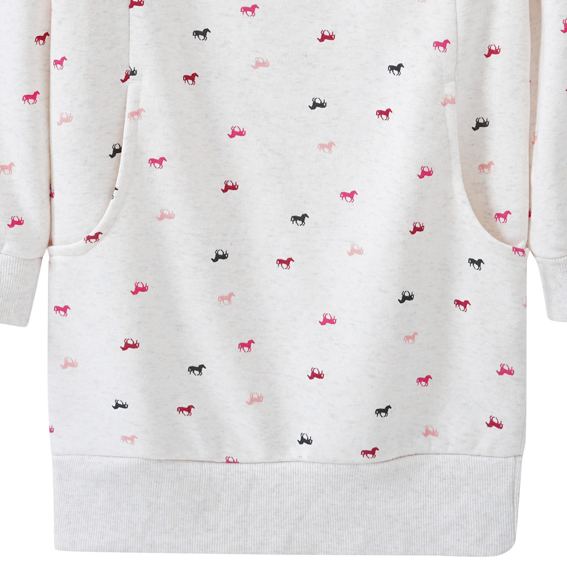 Mädchen Sweatkleid mit Pferde-Prints allover