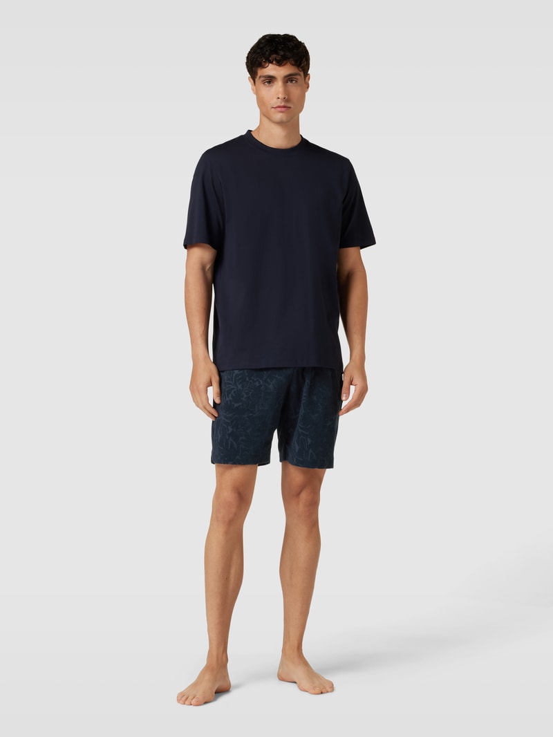 Pyjama Shorts mit Allover-Muster in dunkelblau