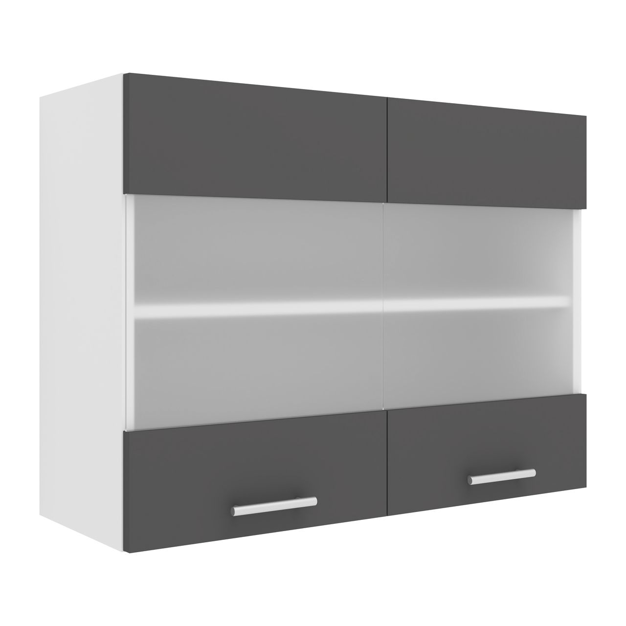 VCM Küchenschrank Breite 80 cm Matt Glastür Hängeschrank Küche Küchenmöbel Esilo
