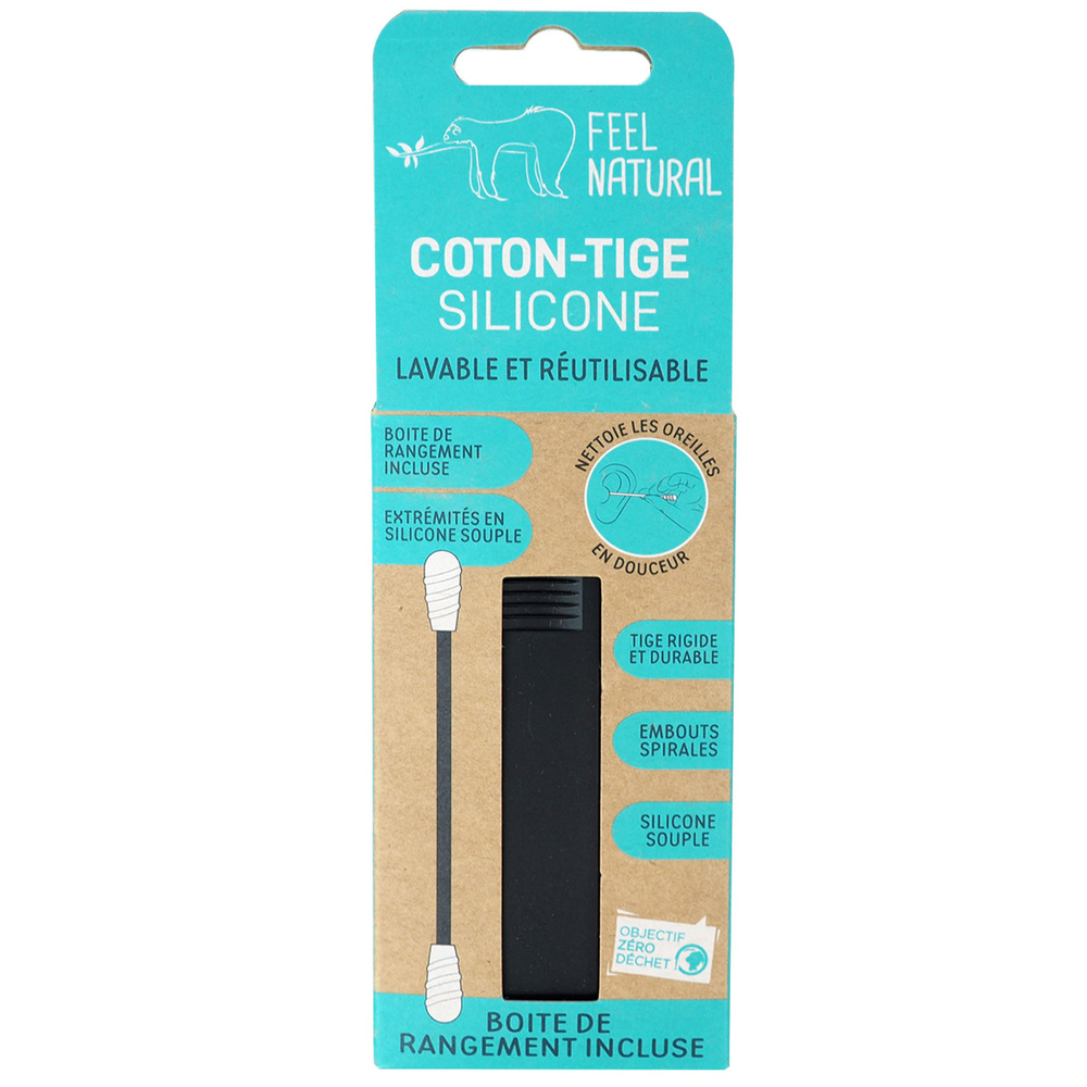 feel natural Coton tige en silicone Noir Coton tige en silicone