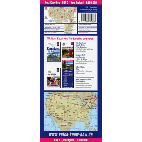 World Mapping Project USA 05 Neuengland 1 : 600 000 - Straßenkarte