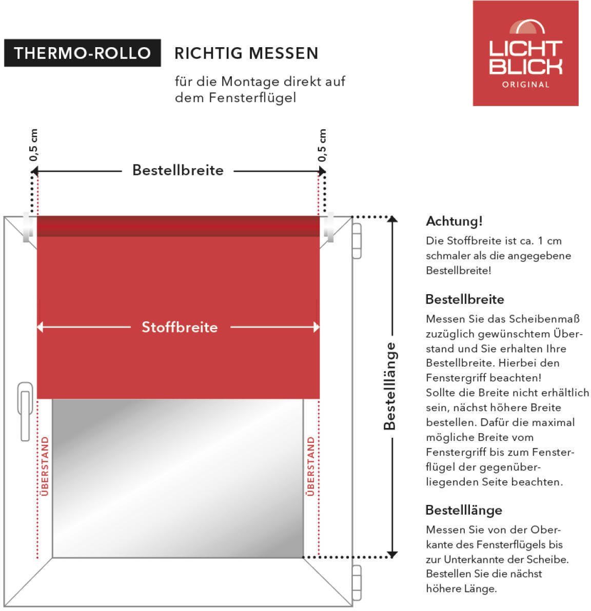 Seitenzugrollo Klemmfix Hitzeschutz, LICHTBLICK ORIGINAL, verdunkelnd, ohne Bohren, freihängend, Klemmfix, mit Thermobeschichtung
