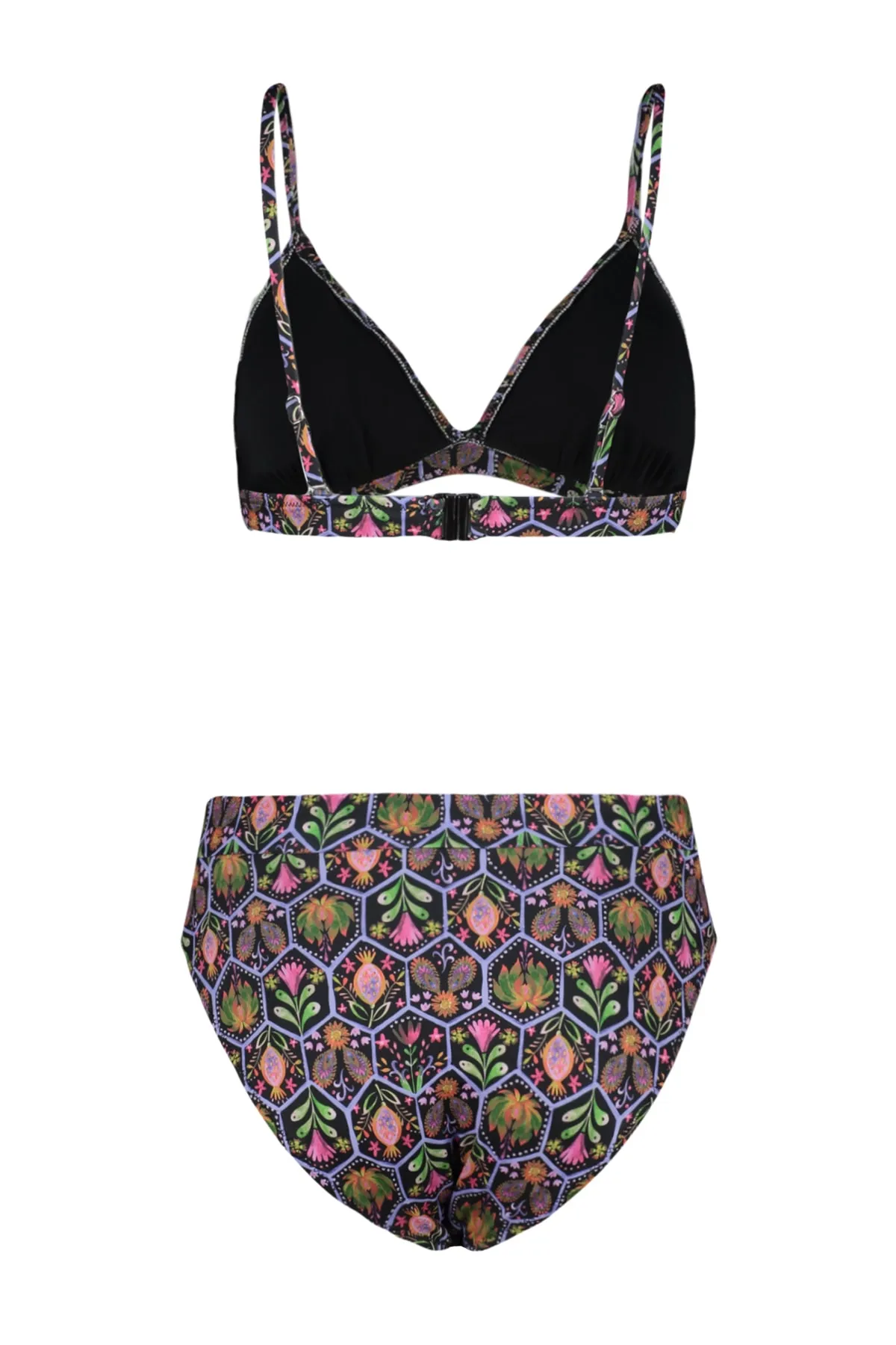 Trendyol Collection  Blumenmuster-Dreieck-Hipster-Bikini-Set mit hoher Taille und hohem Beinausschnitt TBESS22BT0016