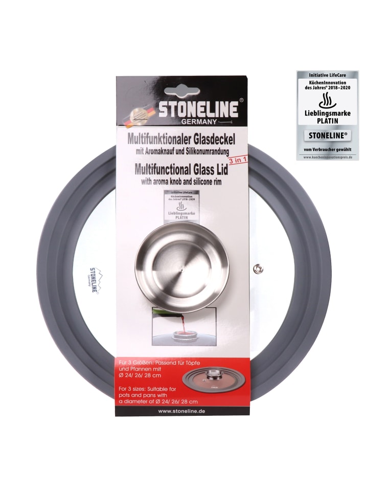 Stoneline Universal Glasdeckel mit Aroma-Funktion in Grau | 24,26,28cm günstig kaufen onesize