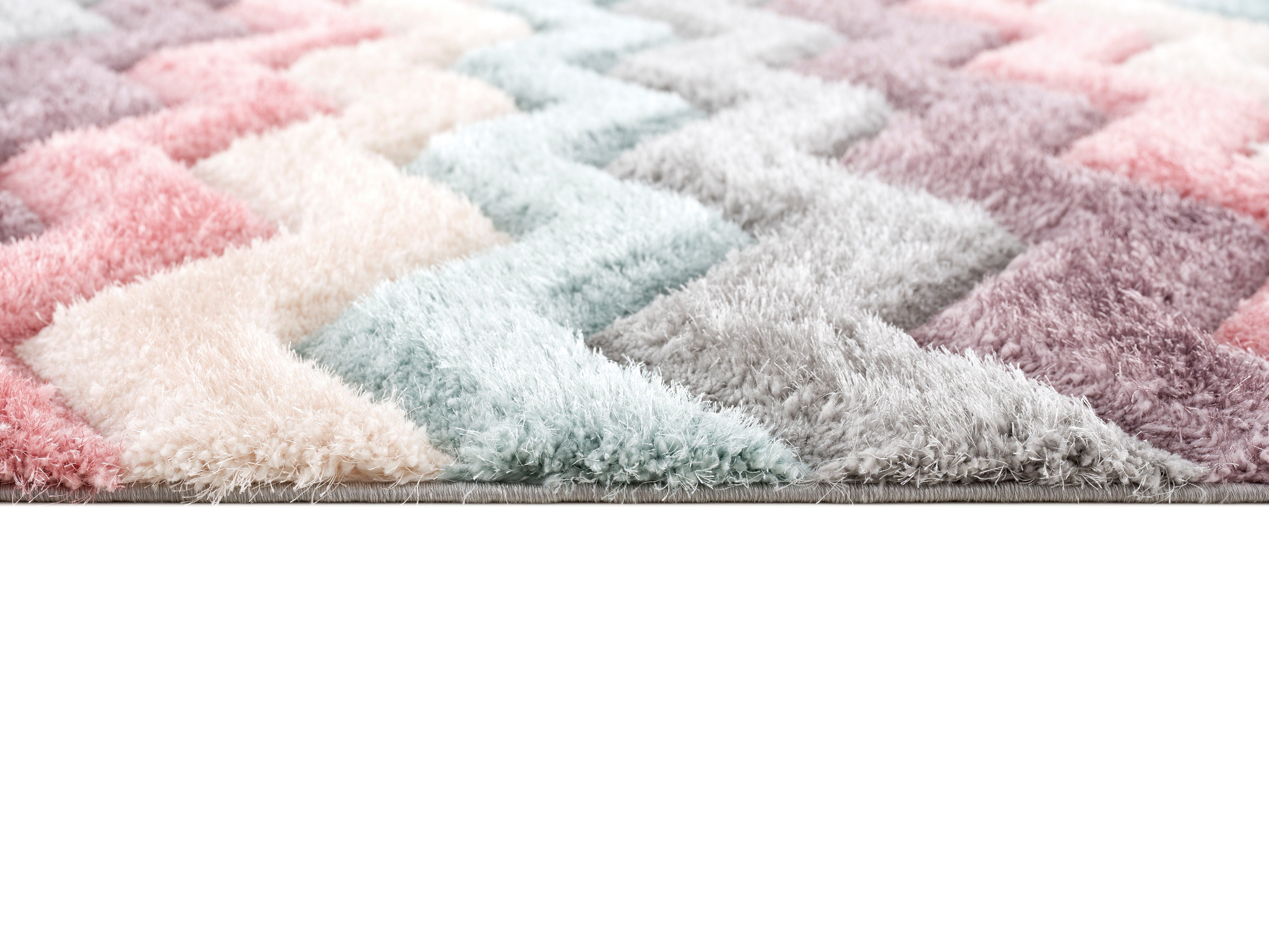 Kinderteppich Annemarie, Lüttenhütt, rechteckig, Höhe: 43 mm, weiche Haptik, bunt, Hochflorteppich, Zick-Zack-Design, mit 3D Effekt
