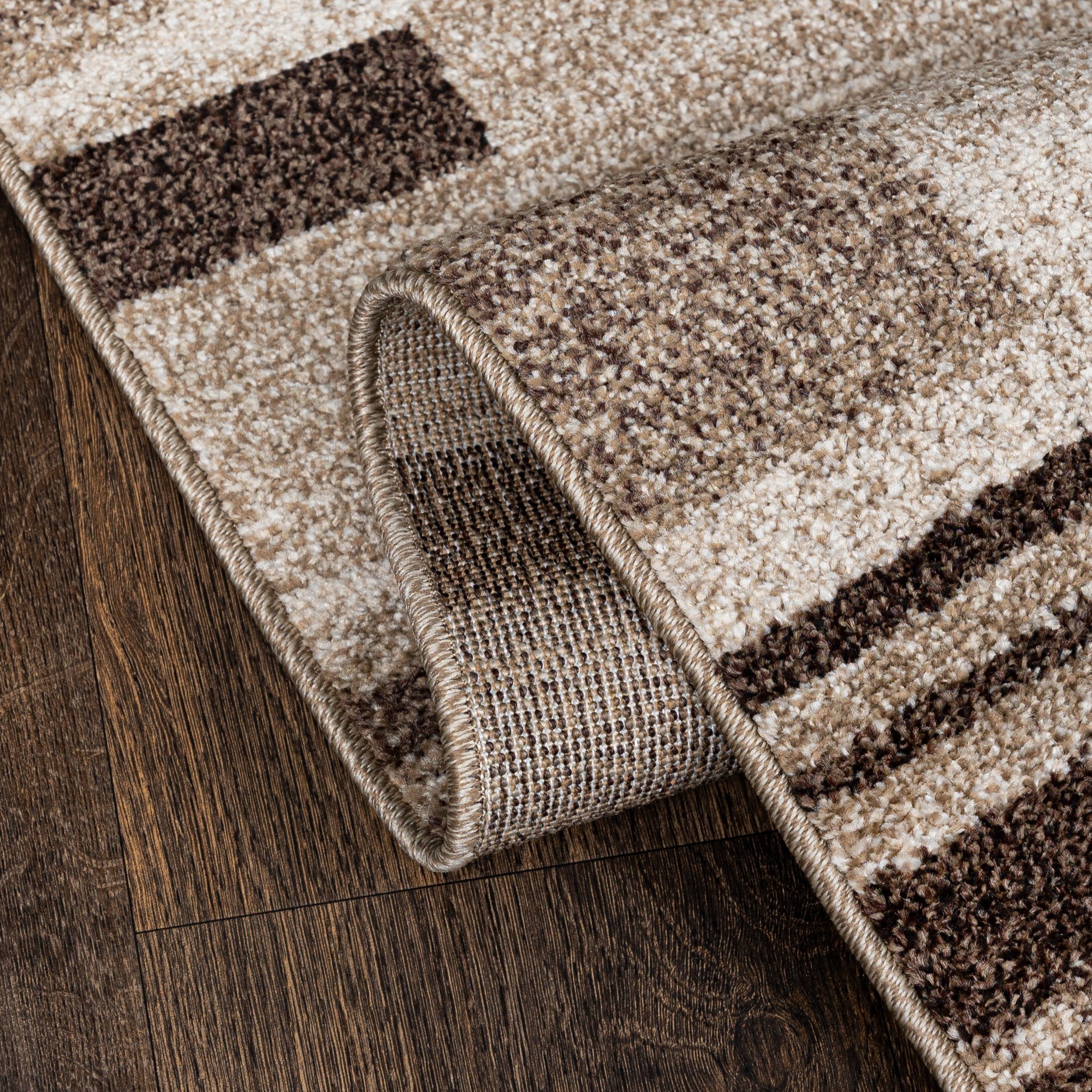 Läufer Läufer Flurläufer Modern für Vorzimmer, Küche - Beige, Mazovia, 90 x 100 cm, Kurzflor, Meterware, Höhe 10 mm, Kurzflor - niedrige Florhöhe