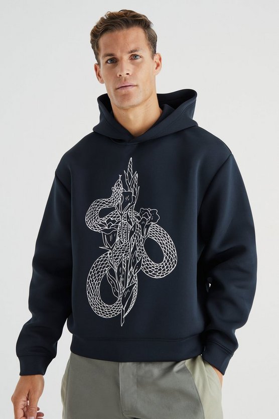 Kastiger Oversize Hoodie mit Print