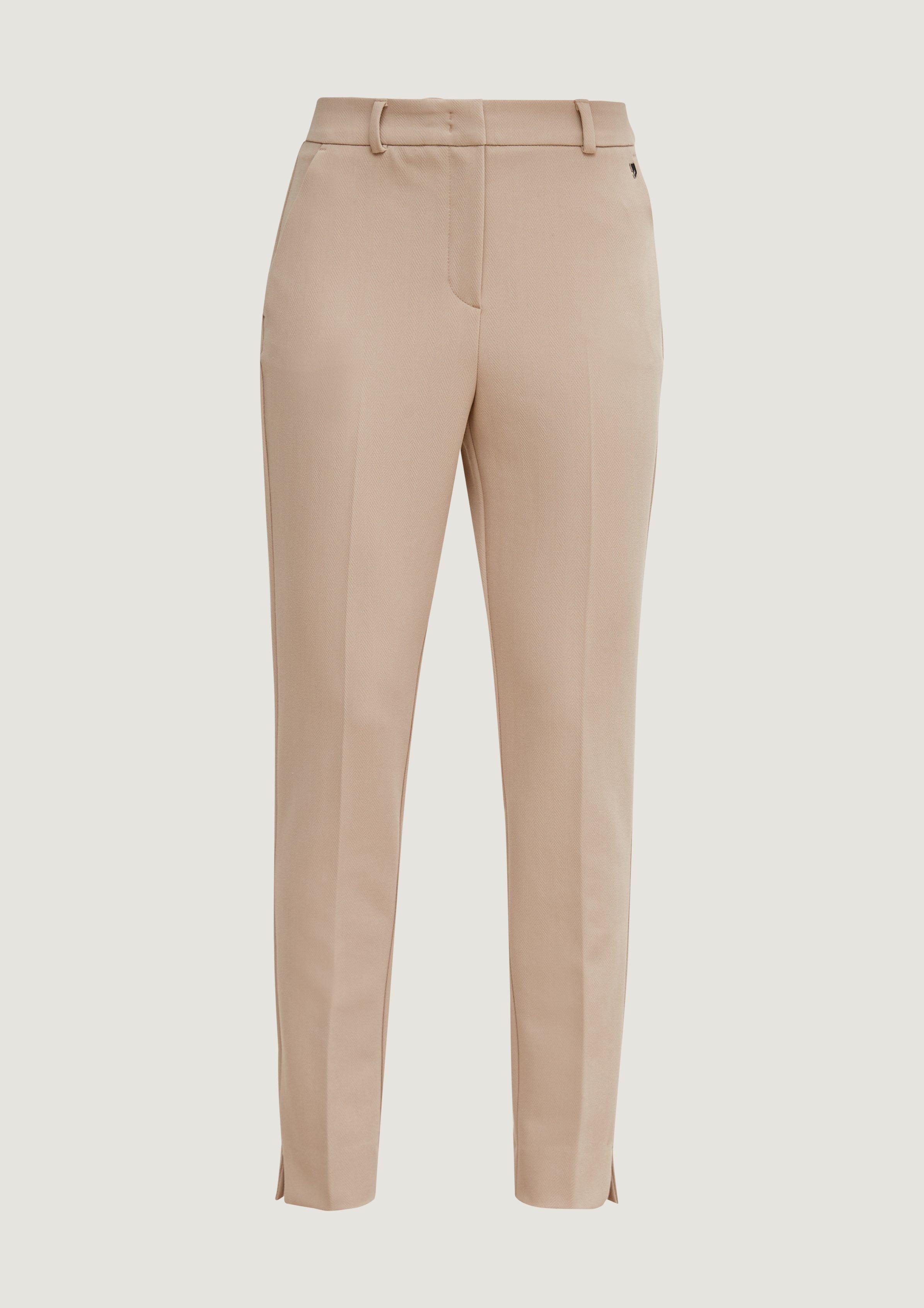 Regular: Stoffhose mit Fischgrat-Muster - helles beige