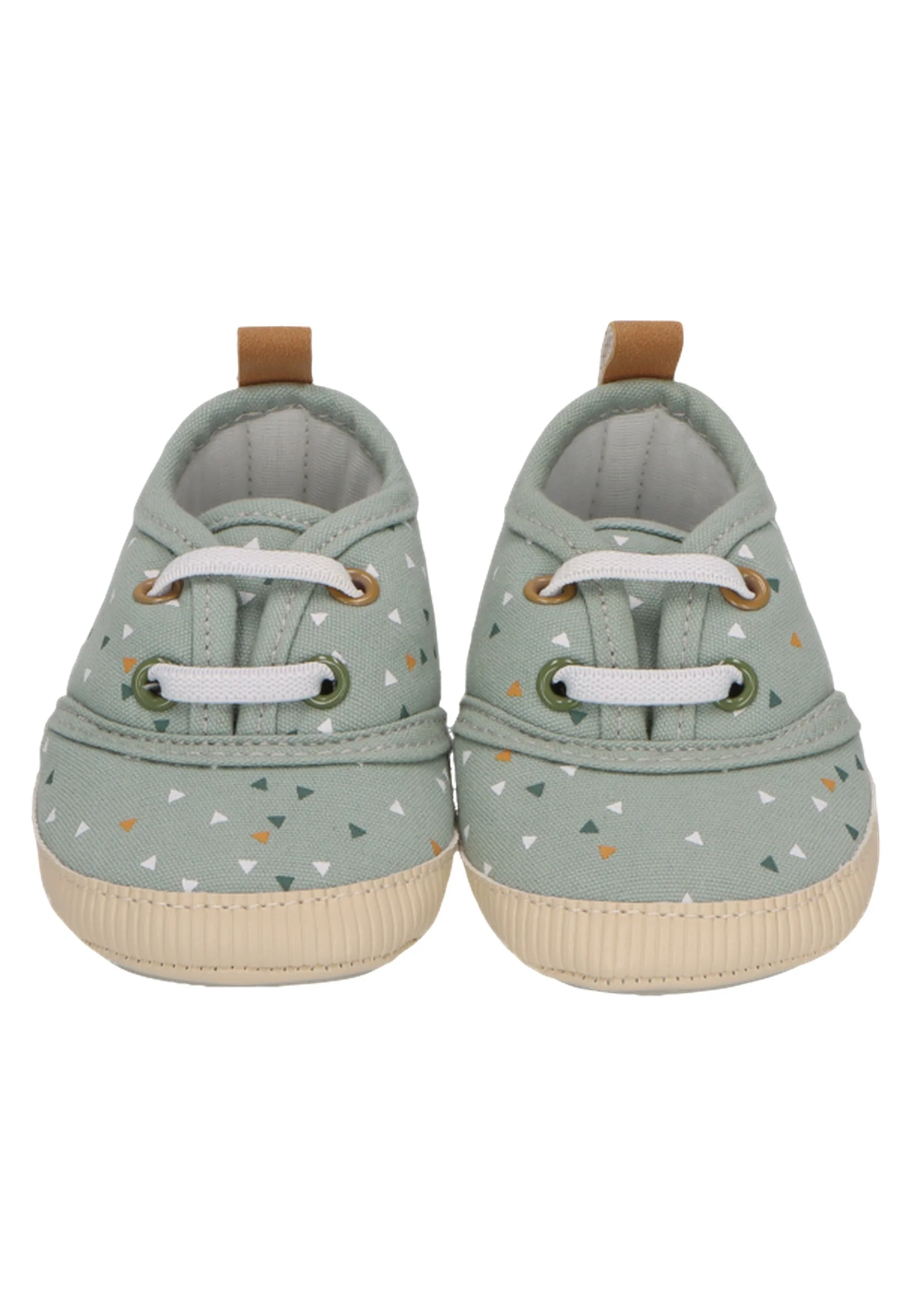 Babyschuh mit elastischen Schnürsenkeln in steingrün