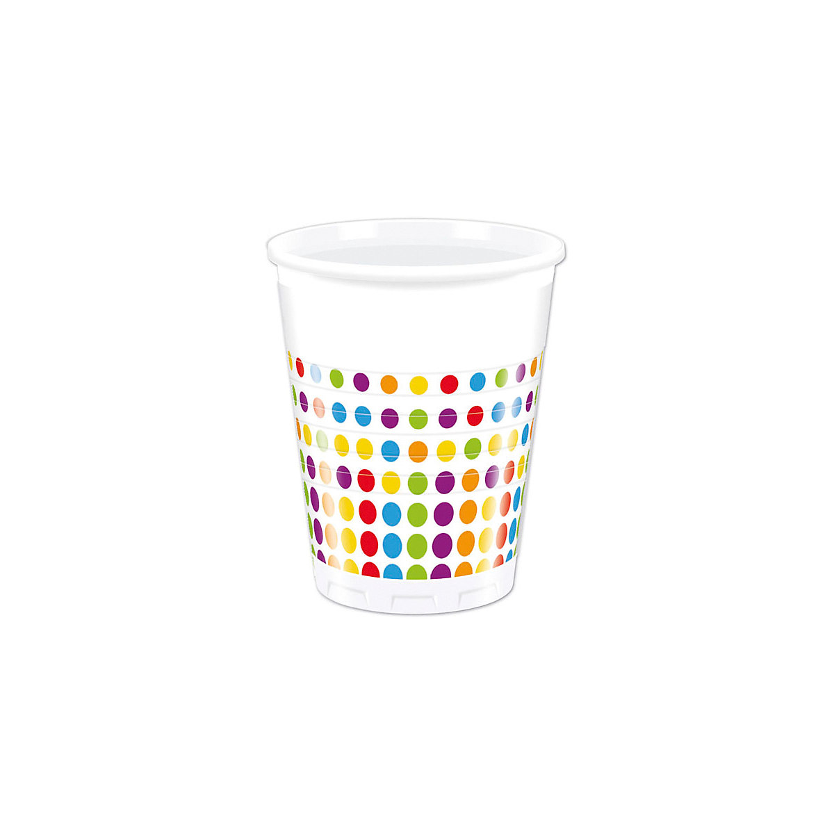 Partybecher/Trinkbecher Bright Color Dots, 200 ml, Kunststoff, 8 Stück