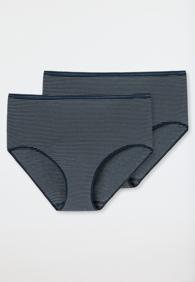 Midi-Slips 2er-Pack nachtblau-weiß geringelt - Modal Essentials