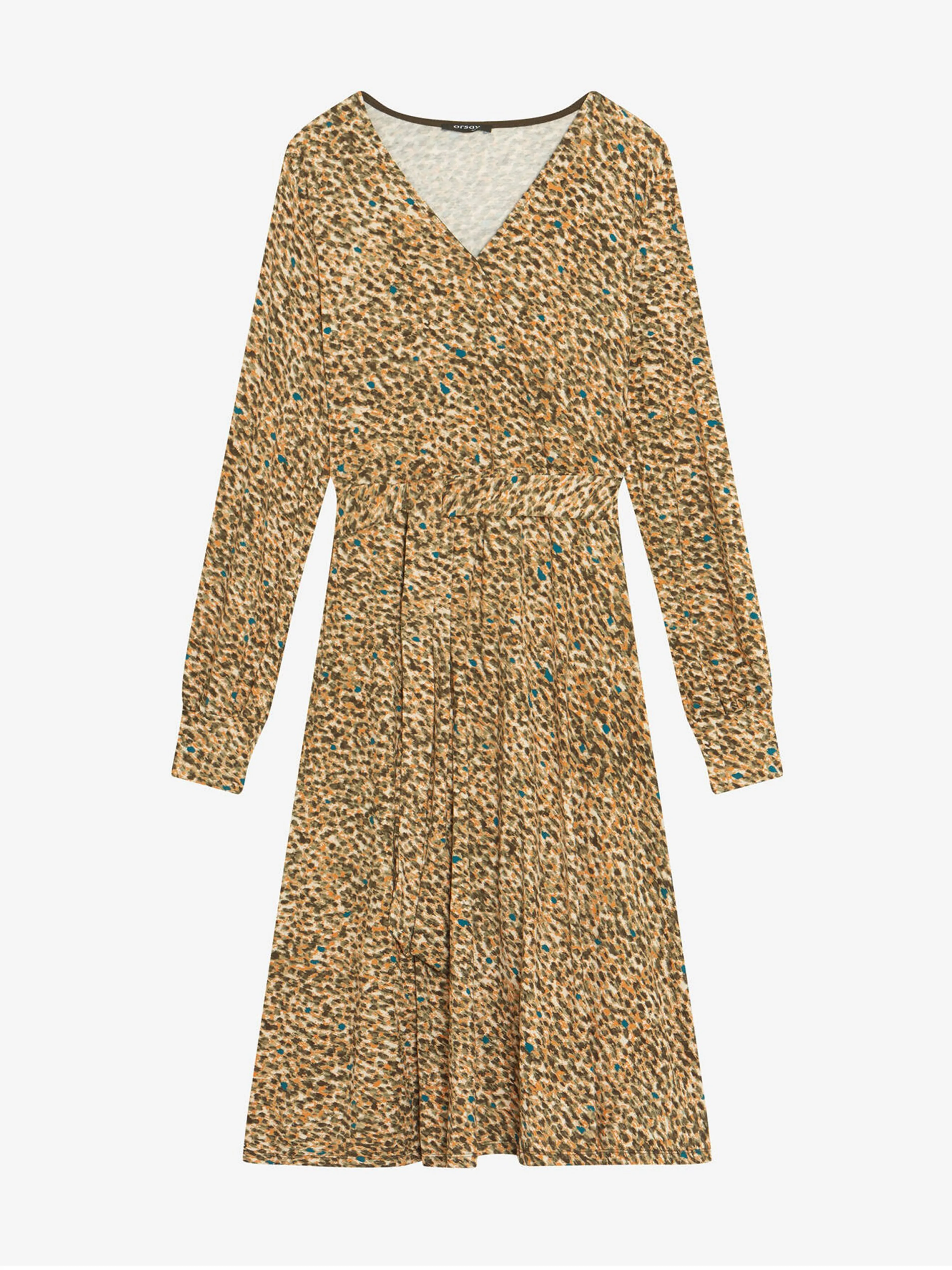 Gelbes gemustertes Kleid mit Schnürung ORSAY
