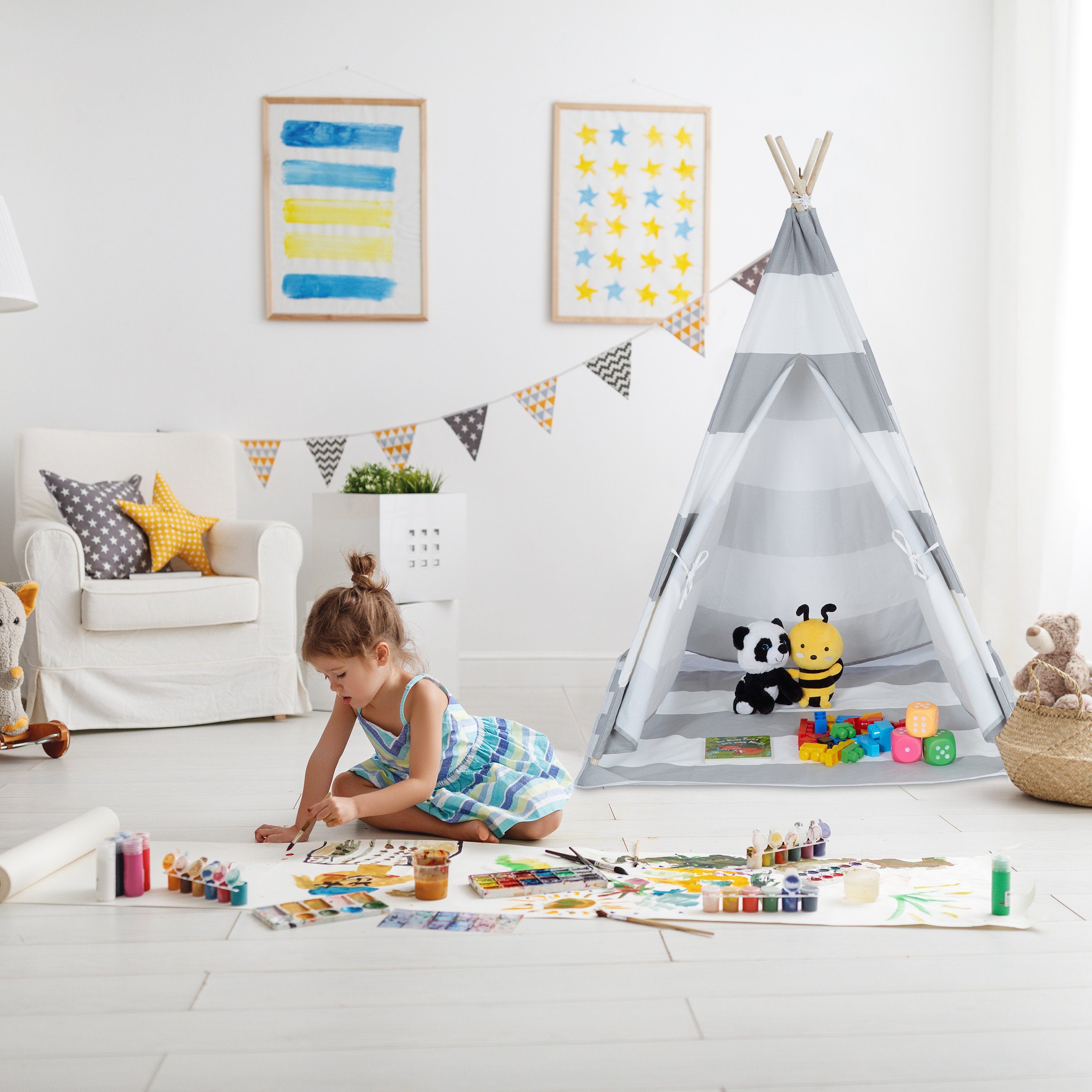 relaxdays Tipi-Zelt Tipi Zelt für Kinder