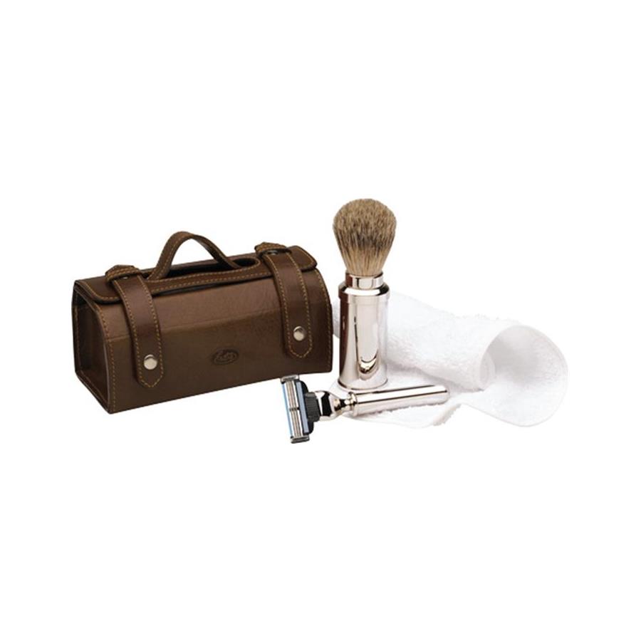 Rasier-Set in Ledertasche, Gillette Mach3