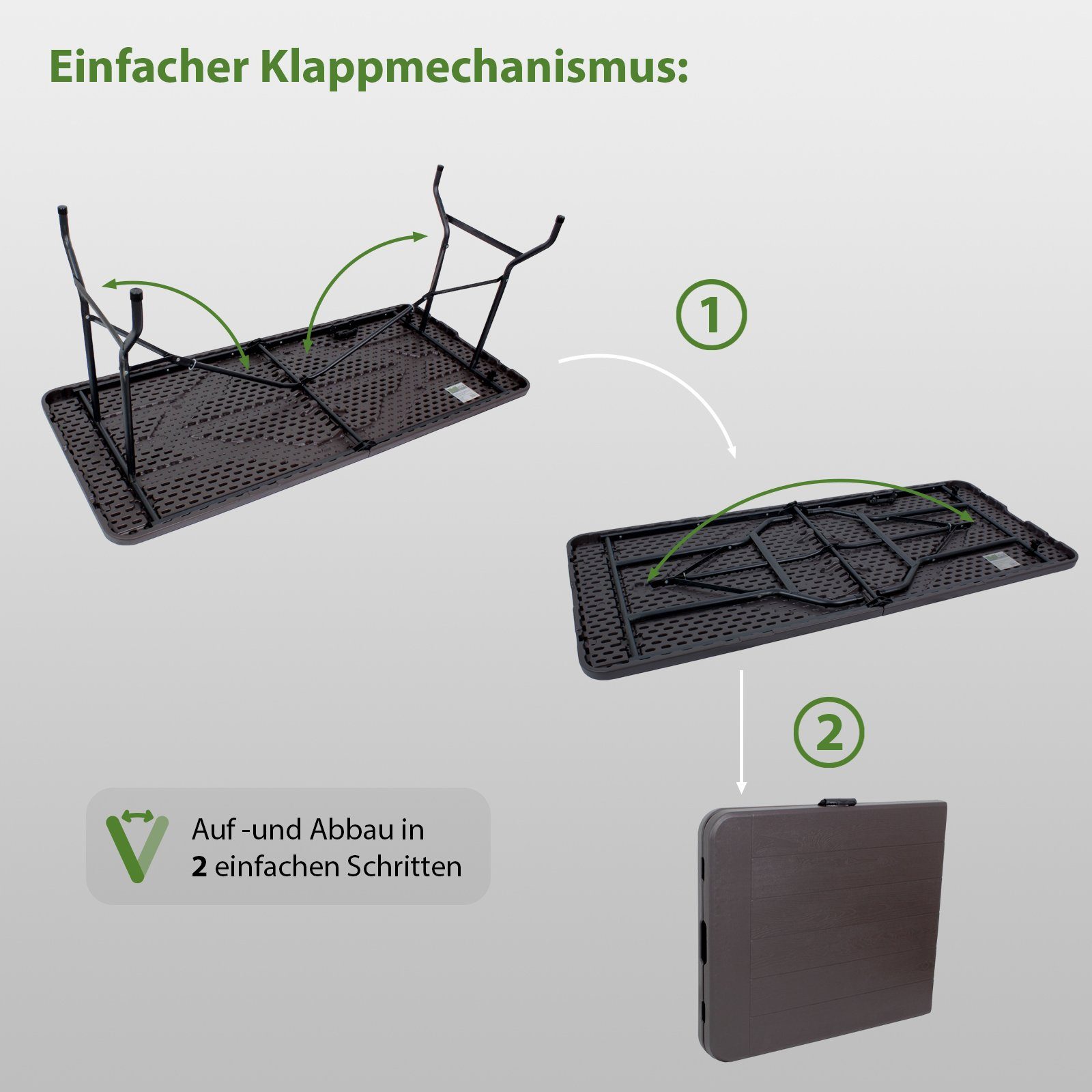 TRUTZHOLM Bierzeltgarnitur Buffettisch Klapptisch 180 x 75 cm Holzoptik klappbar Kunststoff Garte, (1x Produkt, 1-tlg)