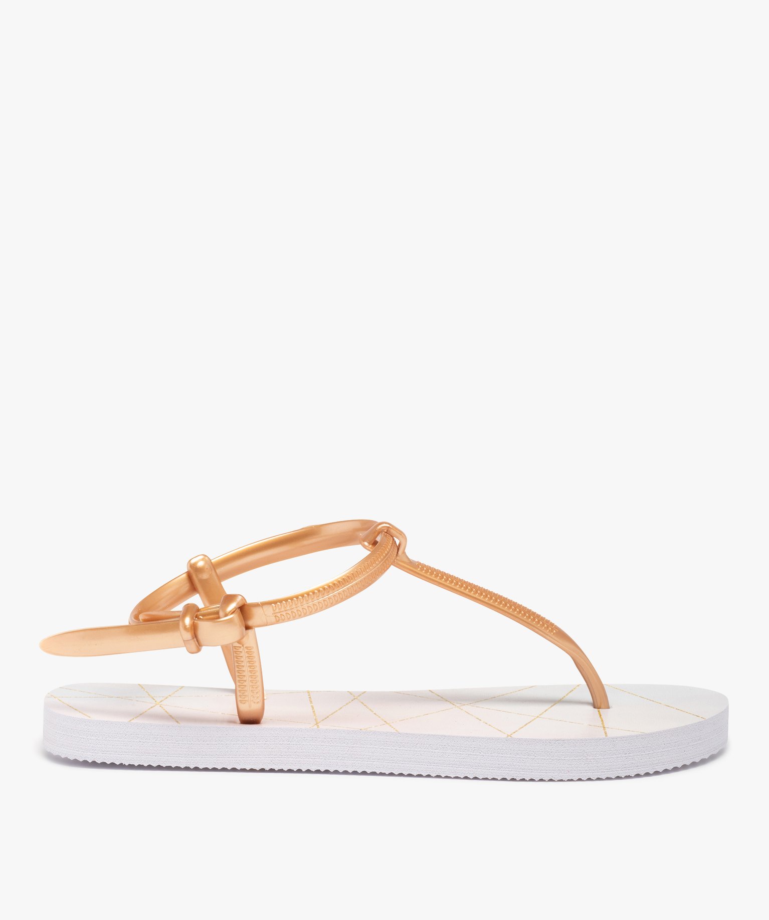 Tongs femme à bride en T et bride cheville blanc | GEMO