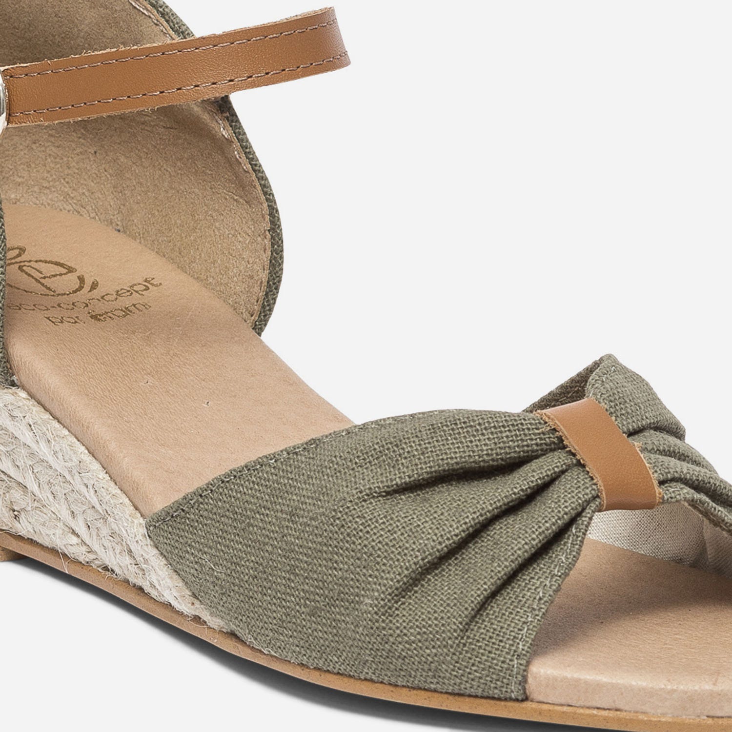 Sandale kaki en toile de coton et chanvre