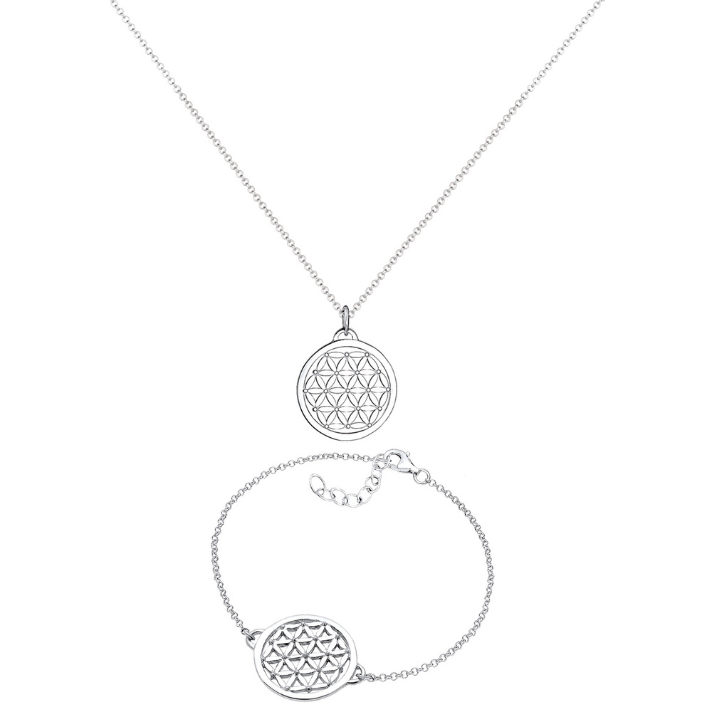 Elli Elli Ensemble de Bijoux Femmes Fleur de vie pendentif set en argent sterling 925 Bijoux