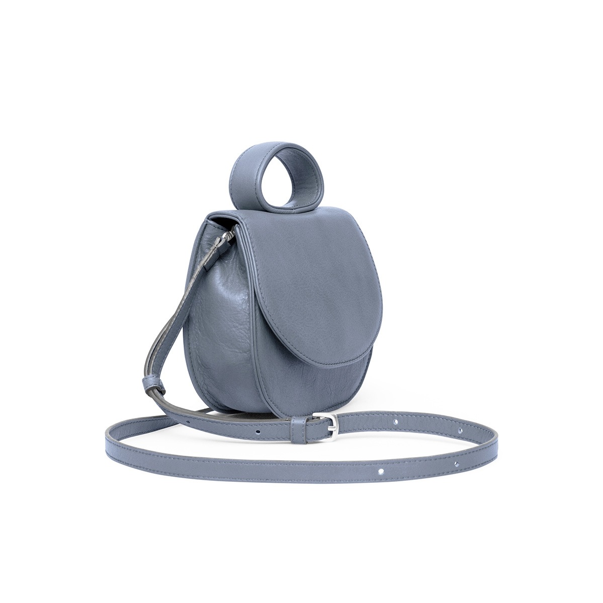 Schultertasche Ebony Mini Loop Bag aus italienischem Kalbsleder