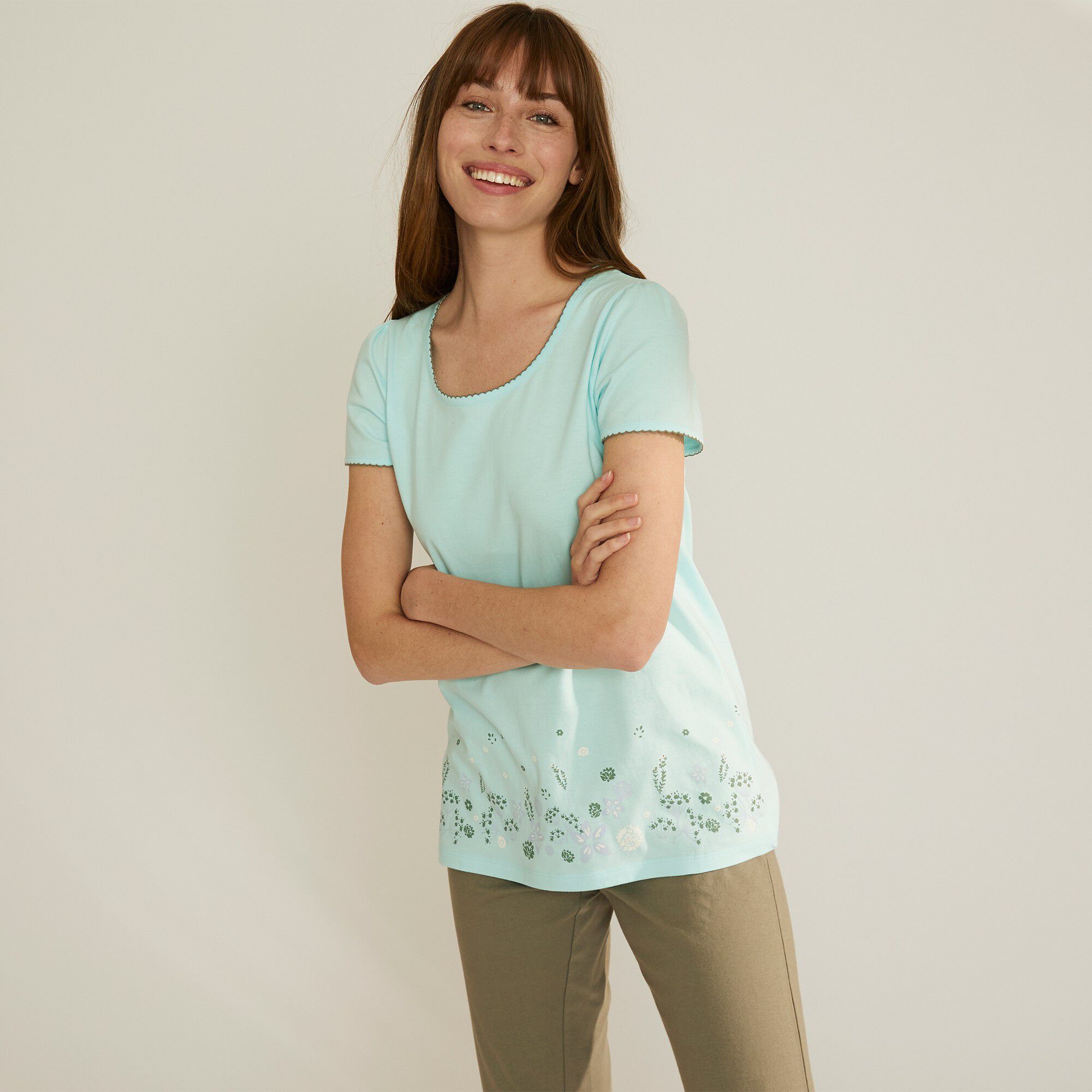 Tee-shirt de pyjama manches courtes imprimé base fleurs