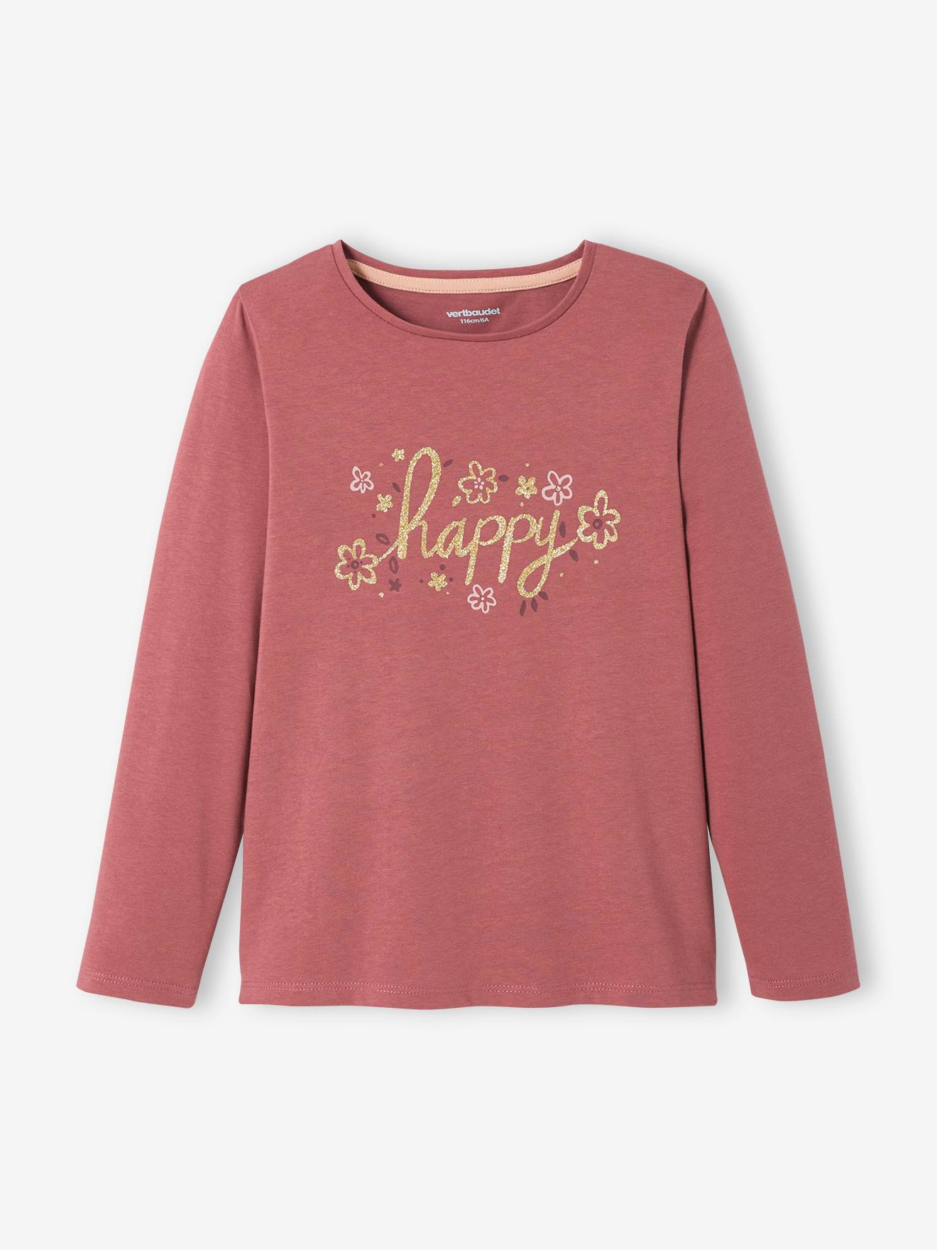 Vertbaudet Mädchen Shirt mit Messageprint BASIC Oeko-Tex - rosa