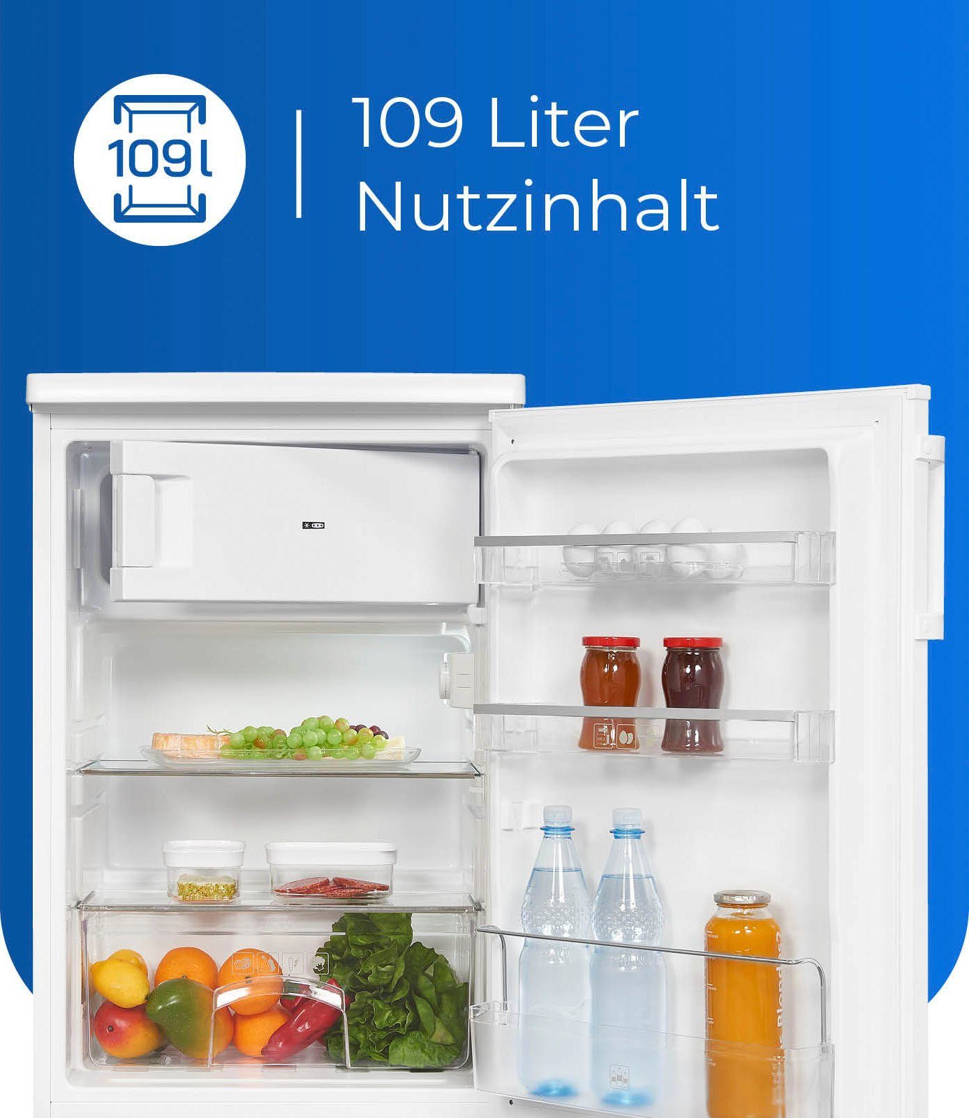 exquisit Kühlschrank KS16-4-HE-040D weiss, 85 cm hoch, 55 cm breit