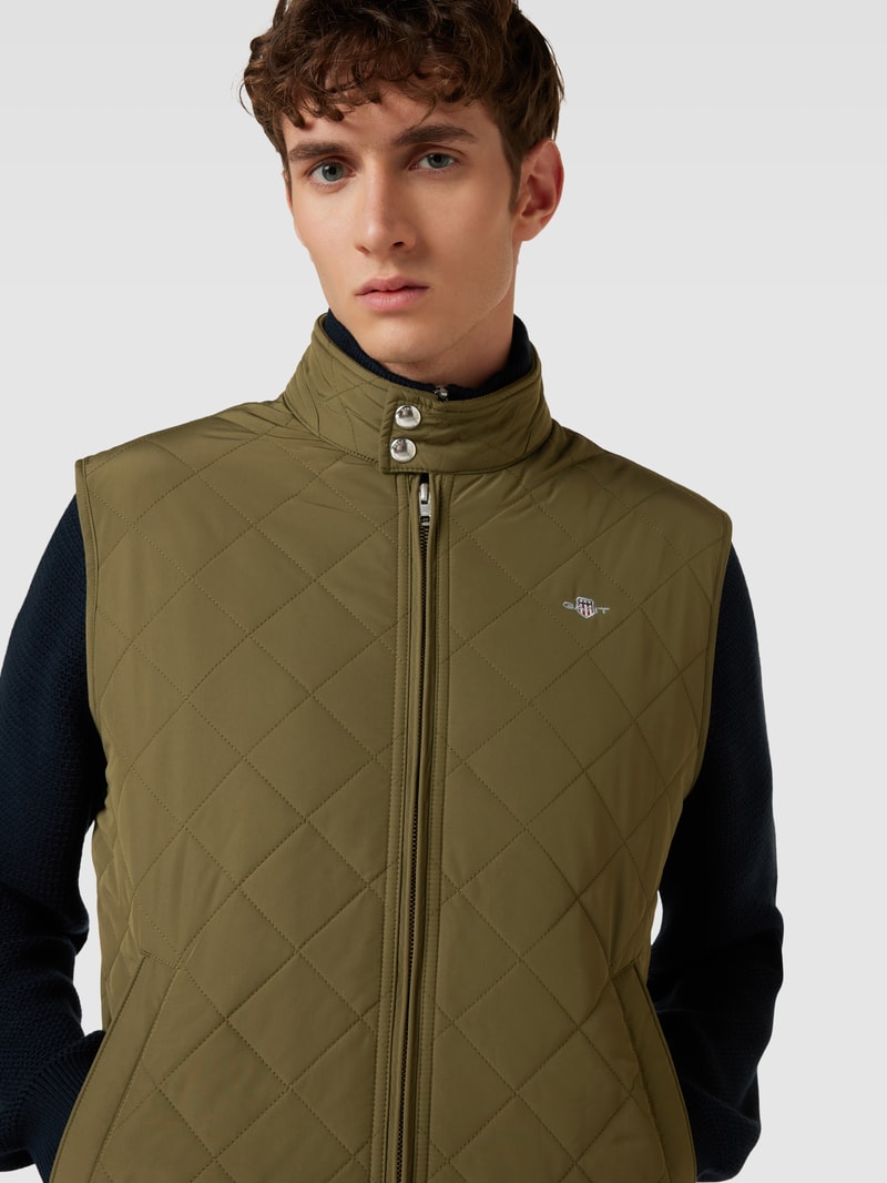 Weste mit Label-Stitching in olivgrün